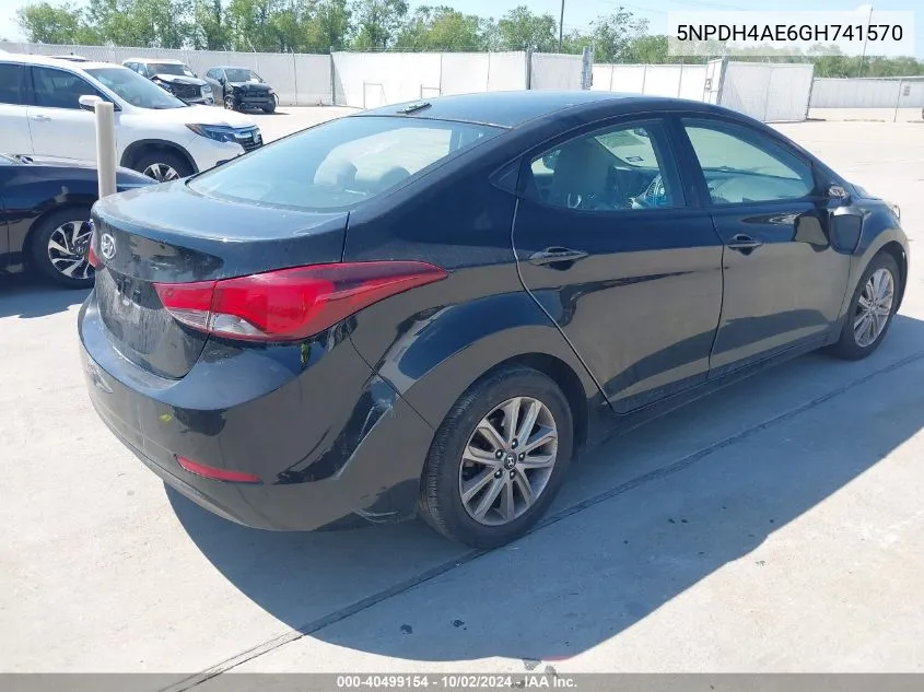 2016 Hyundai Elantra Se VIN: 5NPDH4AE6GH741570 Lot: 40499154