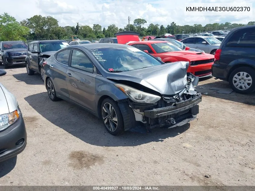 2016 Hyundai Elantra Limited VIN: KMHDH4AE3GU602370 Lot: 40499927