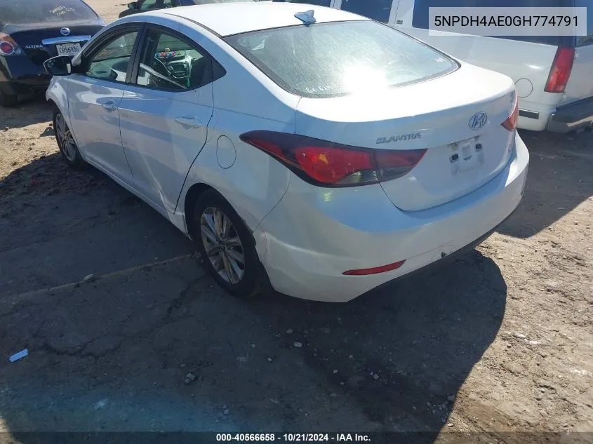 2016 Hyundai Elantra Se VIN: 5NPDH4AE0GH774791 Lot: 40566658