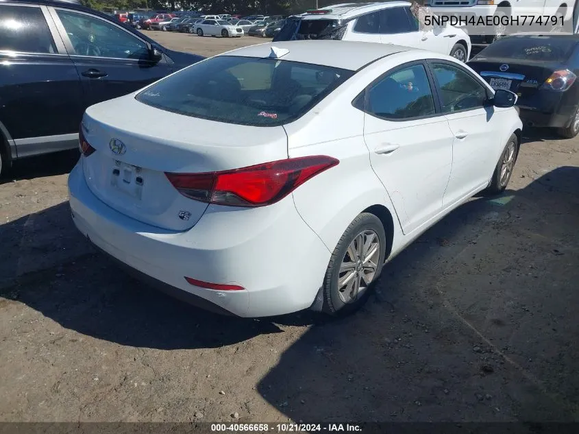 2016 Hyundai Elantra Se VIN: 5NPDH4AE0GH774791 Lot: 40566658