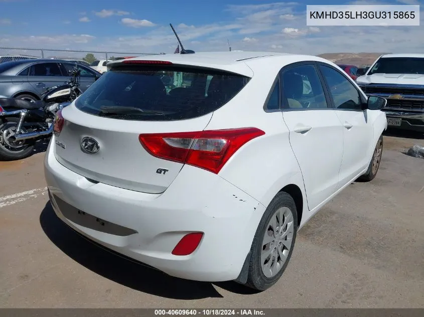 2016 Hyundai Elantra Gt VIN: KMHD35LH3GU315865 Lot: 40609640