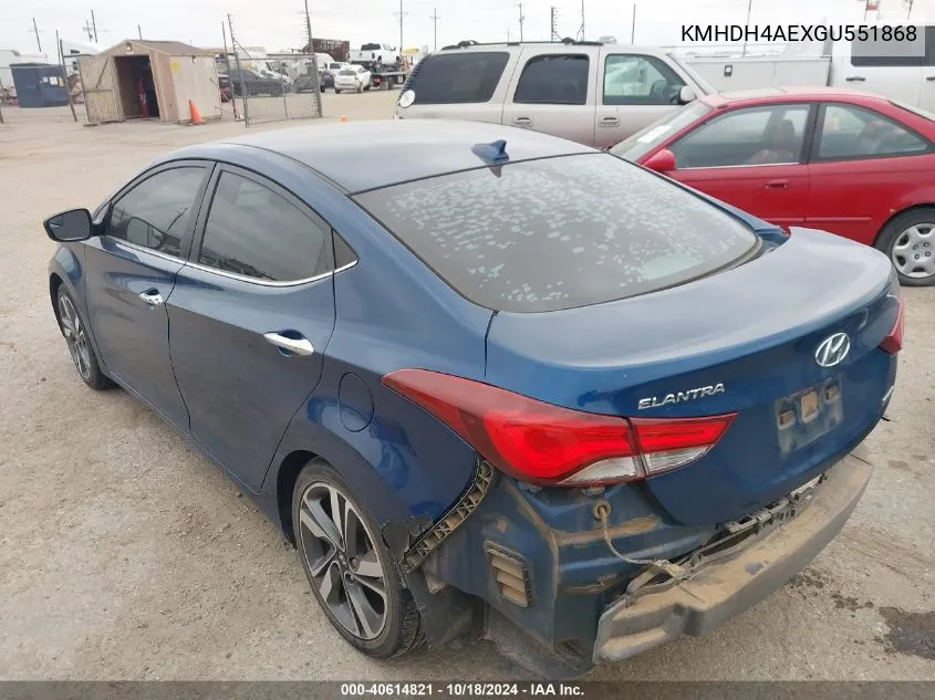 KMHDH4AEXGU551868 2016 Hyundai Elantra Limited