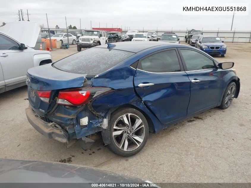 KMHDH4AEXGU551868 2016 Hyundai Elantra Limited