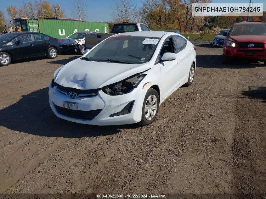 2016 Hyundai Elantra Se VIN: 5NPDH4AE1GH784245 Lot: 40622835