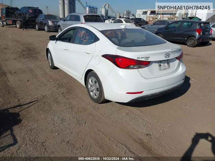 2016 Hyundai Elantra Se VIN: 5NPDH4AE1GH784245 Lot: 40622835