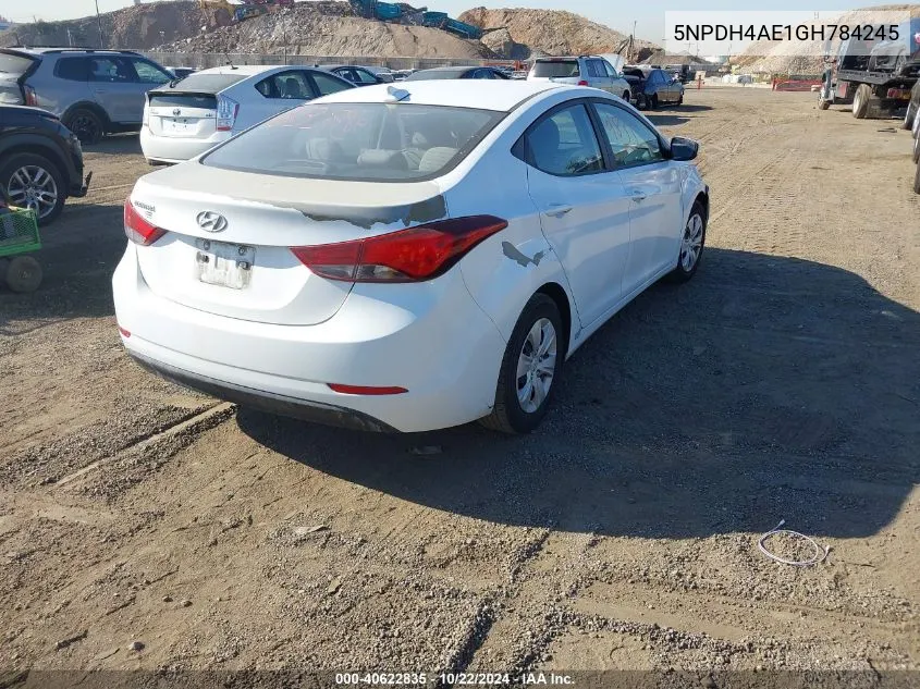 2016 Hyundai Elantra Se VIN: 5NPDH4AE1GH784245 Lot: 40622835