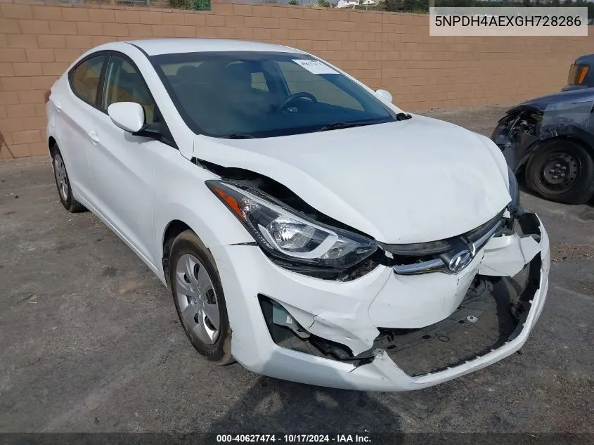 5NPDH4AEXGH728286 2016 Hyundai Elantra Se