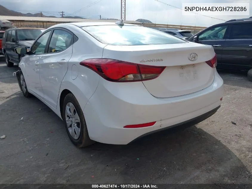 2016 Hyundai Elantra Se VIN: 5NPDH4AEXGH728286 Lot: 40627474