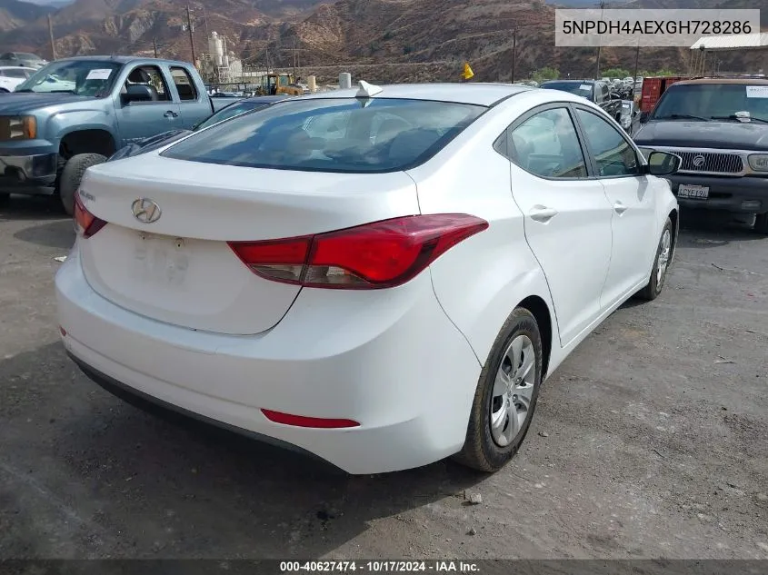 5NPDH4AEXGH728286 2016 Hyundai Elantra Se