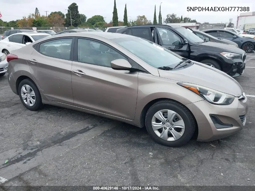 5NPDH4AEXGH777388 2016 Hyundai Elantra Se