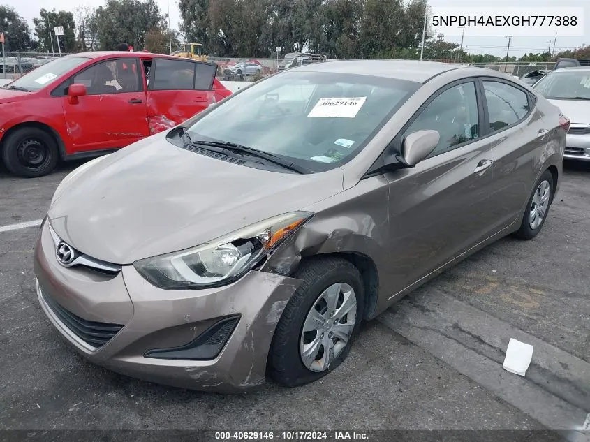 5NPDH4AEXGH777388 2016 Hyundai Elantra Se