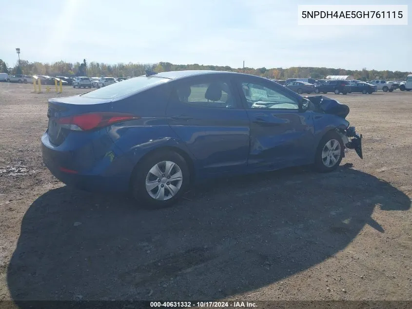 5NPDH4AE5GH761115 2016 Hyundai Elantra Se