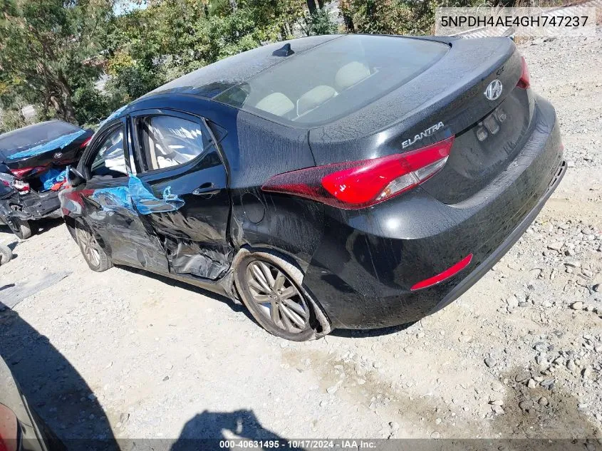 5NPDH4AE4GH747237 2016 Hyundai Elantra Se