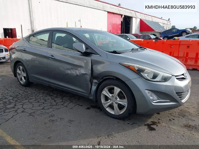 2016 Hyundai Elantra Value Edition VIN: KMHDH4AE8GU583993 Lot: 40633425