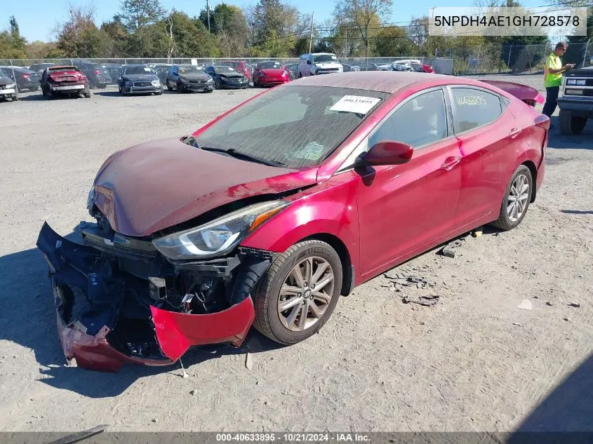 5NPDH4AE1GH728578 2016 Hyundai Elantra Se