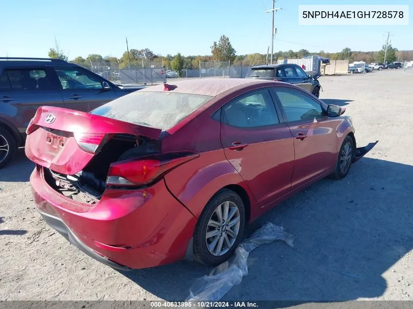 5NPDH4AE1GH728578 2016 Hyundai Elantra Se