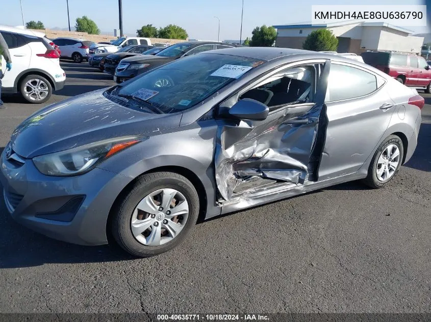 2016 Hyundai Elantra Se VIN: KMHDH4AE8GU636790 Lot: 40635771