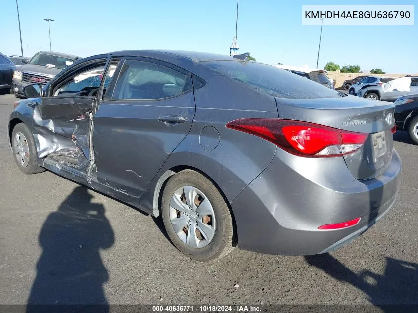 2016 Hyundai Elantra Se VIN: KMHDH4AE8GU636790 Lot: 40635771