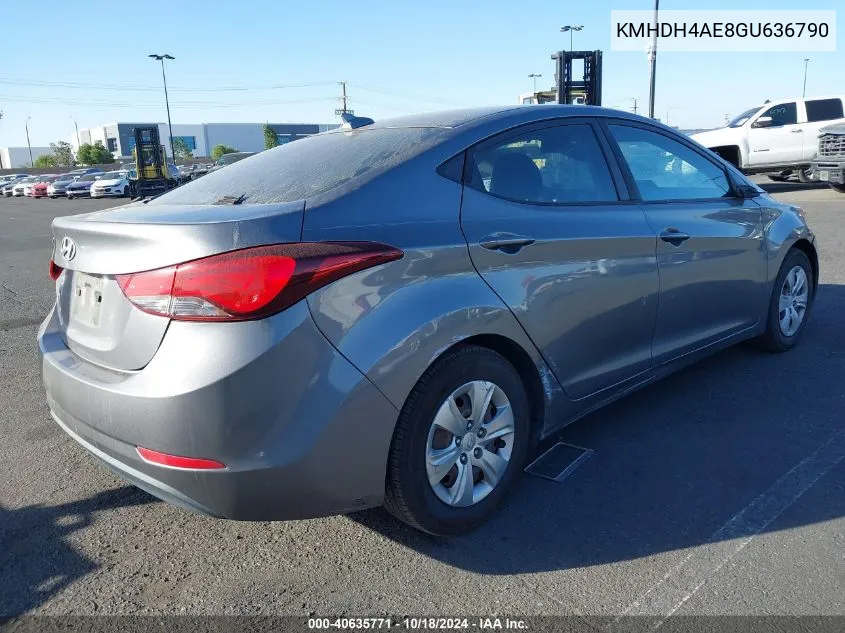 2016 Hyundai Elantra Se VIN: KMHDH4AE8GU636790 Lot: 40635771