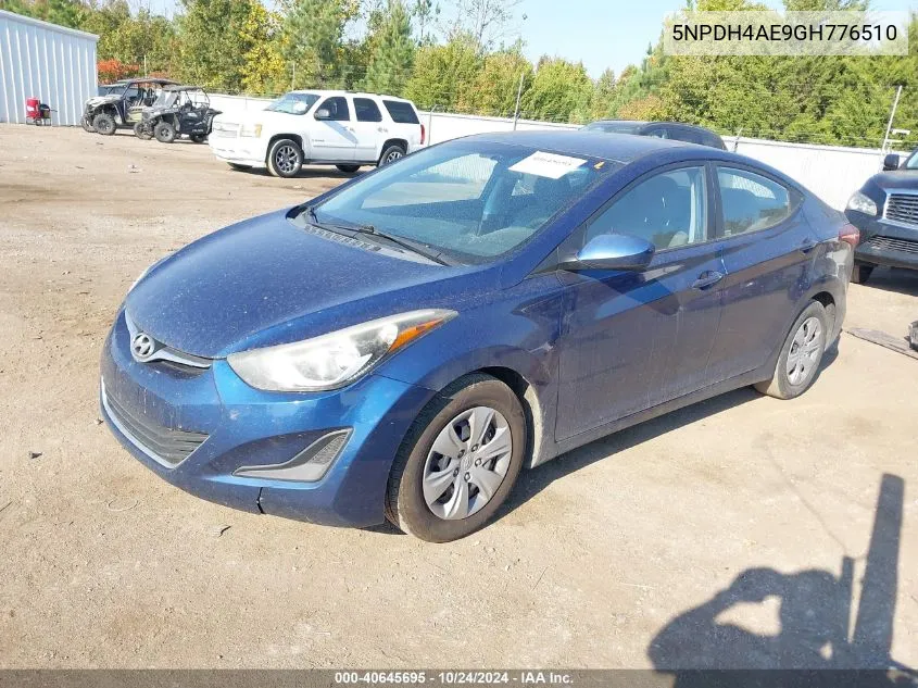 2016 Hyundai Elantra Se VIN: 5NPDH4AE9GH776510 Lot: 40645695