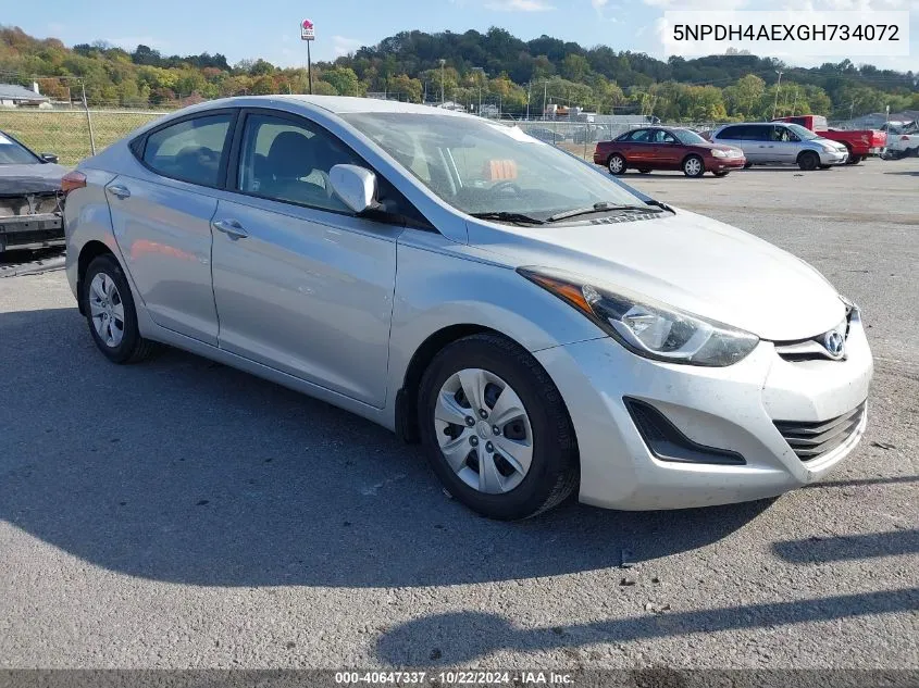 2016 Hyundai Elantra Se VIN: 5NPDH4AEXGH734072 Lot: 40647337