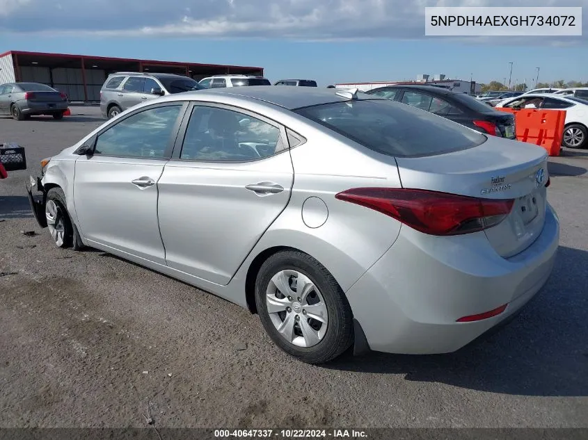 2016 Hyundai Elantra Se VIN: 5NPDH4AEXGH734072 Lot: 40647337