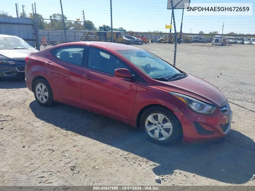 5NPDH4AE5GH672659 2016 Hyundai Elantra Se