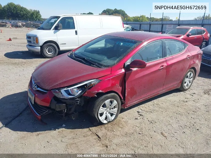 5NPDH4AE5GH672659 2016 Hyundai Elantra Se