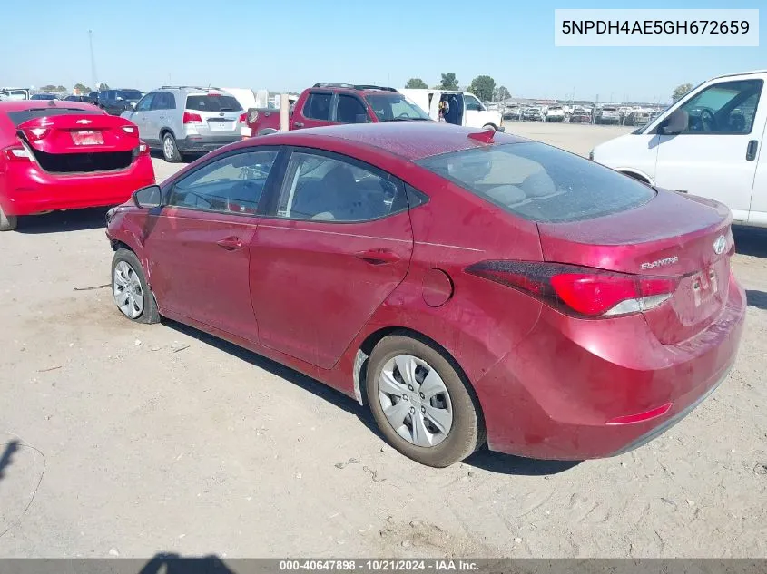 5NPDH4AE5GH672659 2016 Hyundai Elantra Se