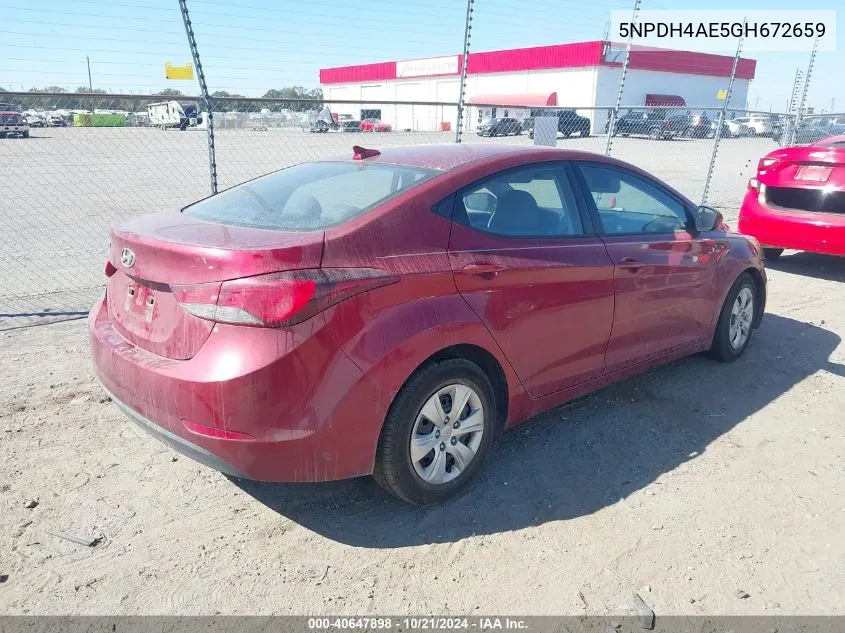 5NPDH4AE5GH672659 2016 Hyundai Elantra Se