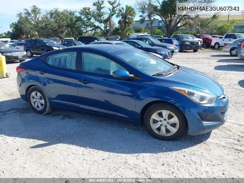 KMHDH4AE3GU607343 2016 Hyundai Elantra Se