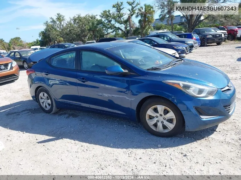 KMHDH4AE3GU607343 2016 Hyundai Elantra Se