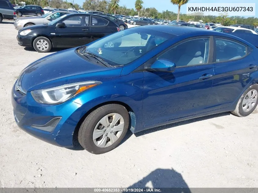 KMHDH4AE3GU607343 2016 Hyundai Elantra Se