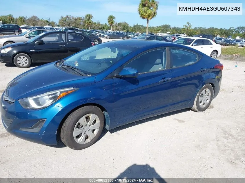 KMHDH4AE3GU607343 2016 Hyundai Elantra Se