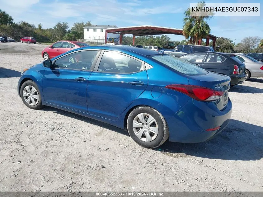 KMHDH4AE3GU607343 2016 Hyundai Elantra Se