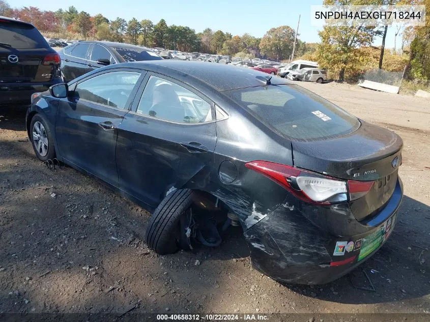 2016 Hyundai Elantra Se VIN: 5NPDH4AEXGH718244 Lot: 40658312