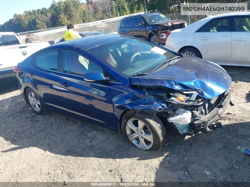 2016 Hyundai Elantra Value Edition VIN: 5NPDH4AE6GH740399 Lot: 40658617