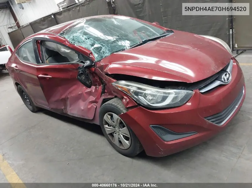 5NPDH4AE7GH694520 2016 Hyundai Elantra Se