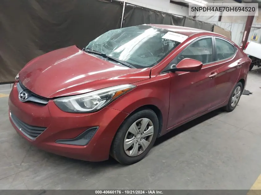 5NPDH4AE7GH694520 2016 Hyundai Elantra Se