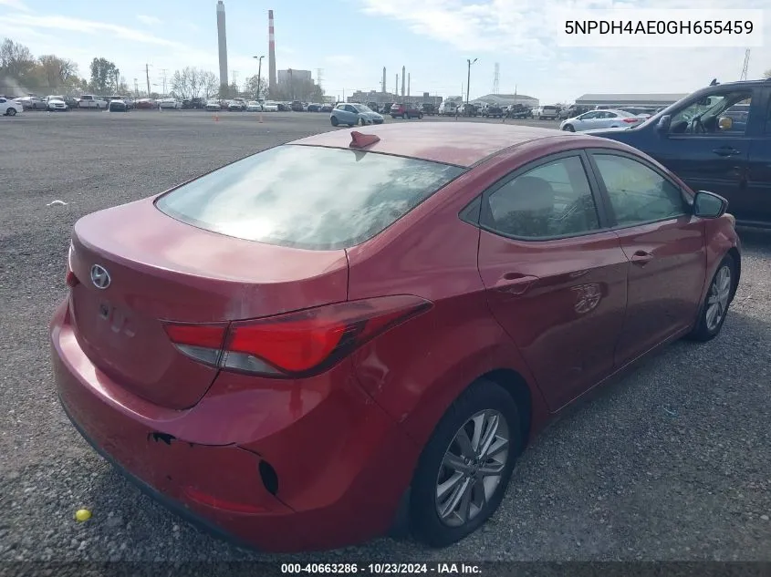 2016 Hyundai Elantra Se VIN: 5NPDH4AE0GH655459 Lot: 40663286