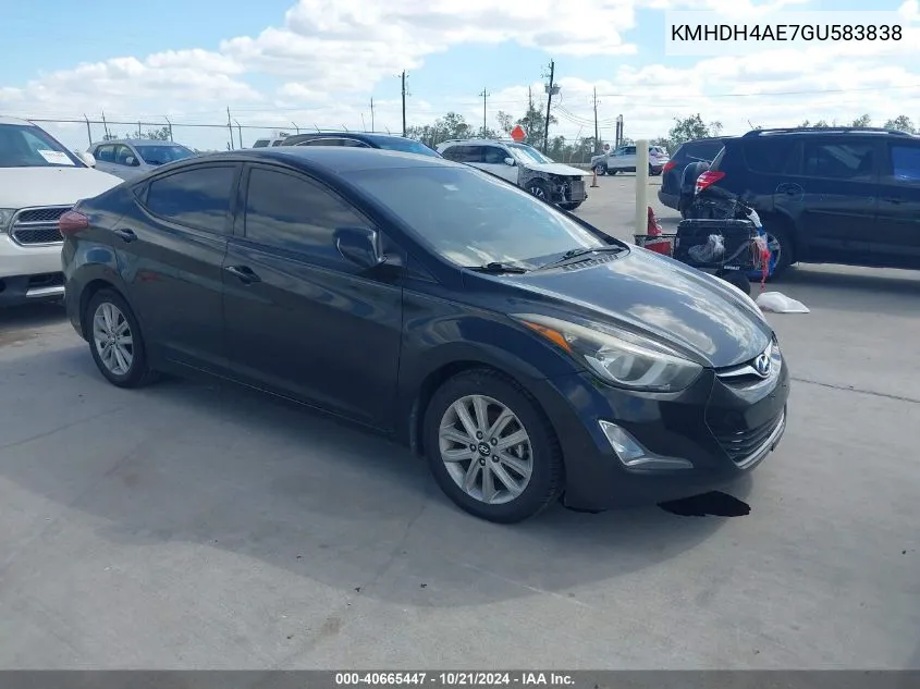 KMHDH4AE7GU583838 2016 Hyundai Elantra Se