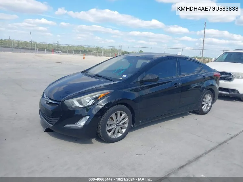 2016 Hyundai Elantra Se VIN: KMHDH4AE7GU583838 Lot: 40665447