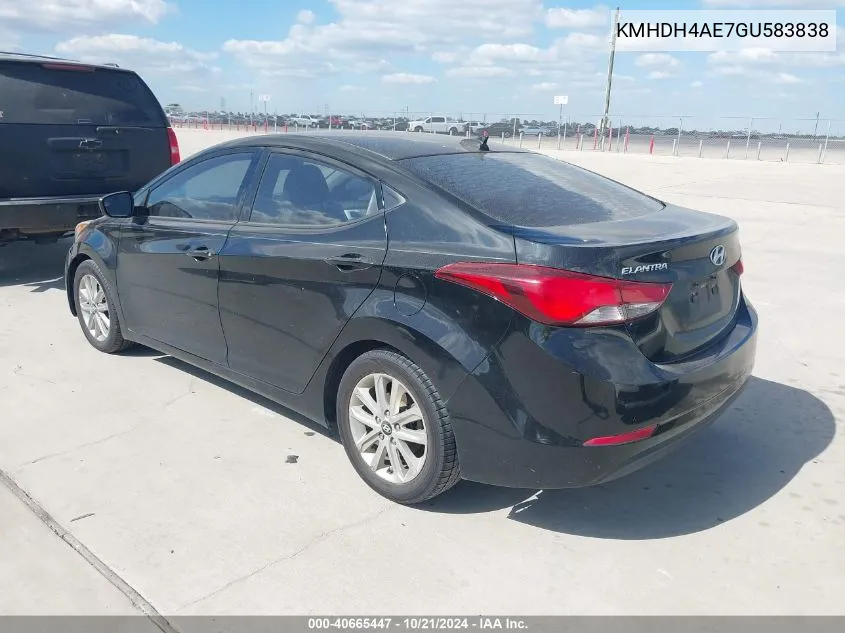 KMHDH4AE7GU583838 2016 Hyundai Elantra Se