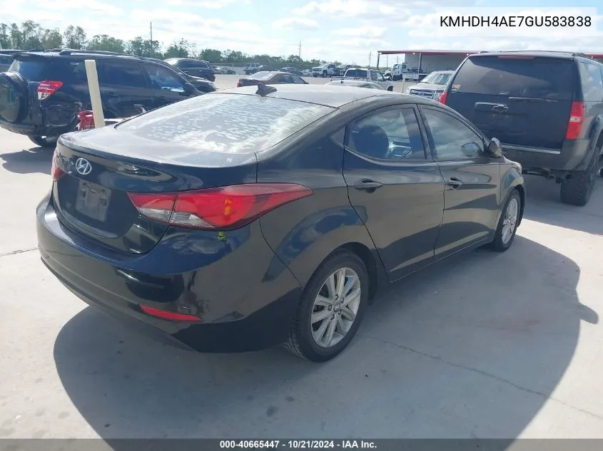 2016 Hyundai Elantra Se VIN: KMHDH4AE7GU583838 Lot: 40665447