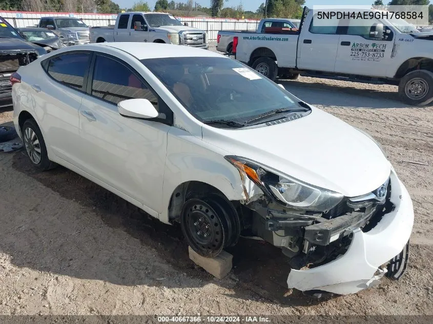 2016 Hyundai Elantra Se VIN: 5NPDH4AE9GH768584 Lot: 40667366