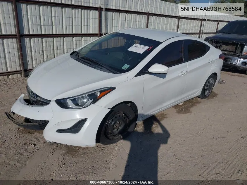 2016 Hyundai Elantra Se VIN: 5NPDH4AE9GH768584 Lot: 40667366