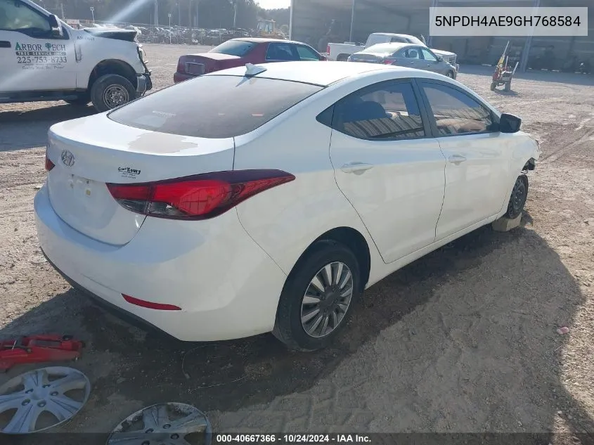 2016 Hyundai Elantra Se VIN: 5NPDH4AE9GH768584 Lot: 40667366