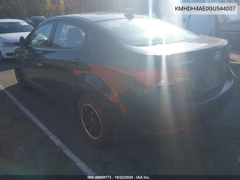 KMHDH4AE0GU544007 2016 Hyundai Elantra Se