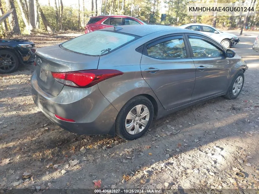 2016 Hyundai Elantra Se/Sport/Limited VIN: KMHDH4AE4GU601244 Lot: 40682827