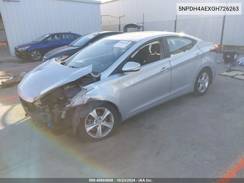 2016 Hyundai Elantra Value Edition VIN: 5NPDH4AEXGH726263 Lot: 40684588